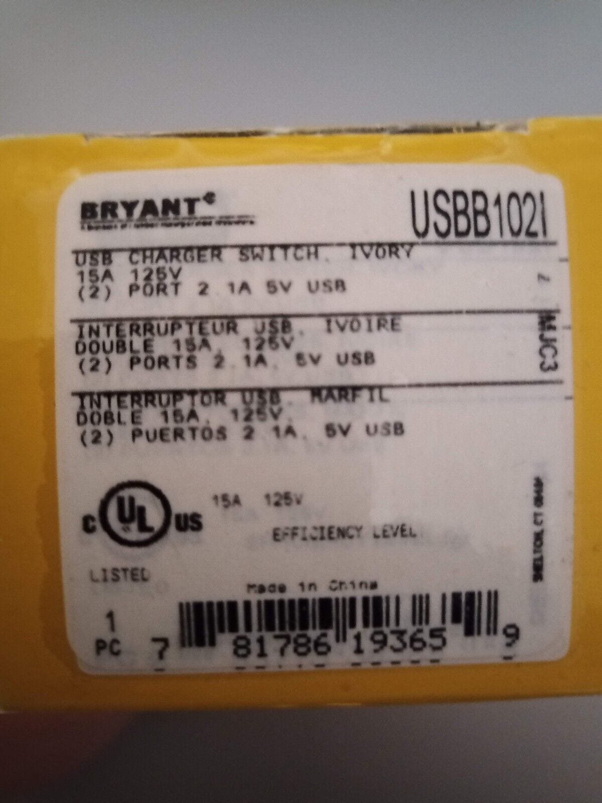 Bryant Hubble USBB102I - USB Charger Switch Outlet Dual 2 Port - Ivory - Image 2