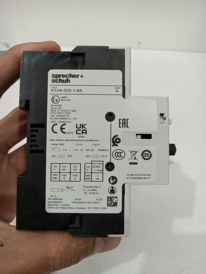 Sprecher & Schuh KTA9-32S-1.6A motor protection circuit breaker - Image 3