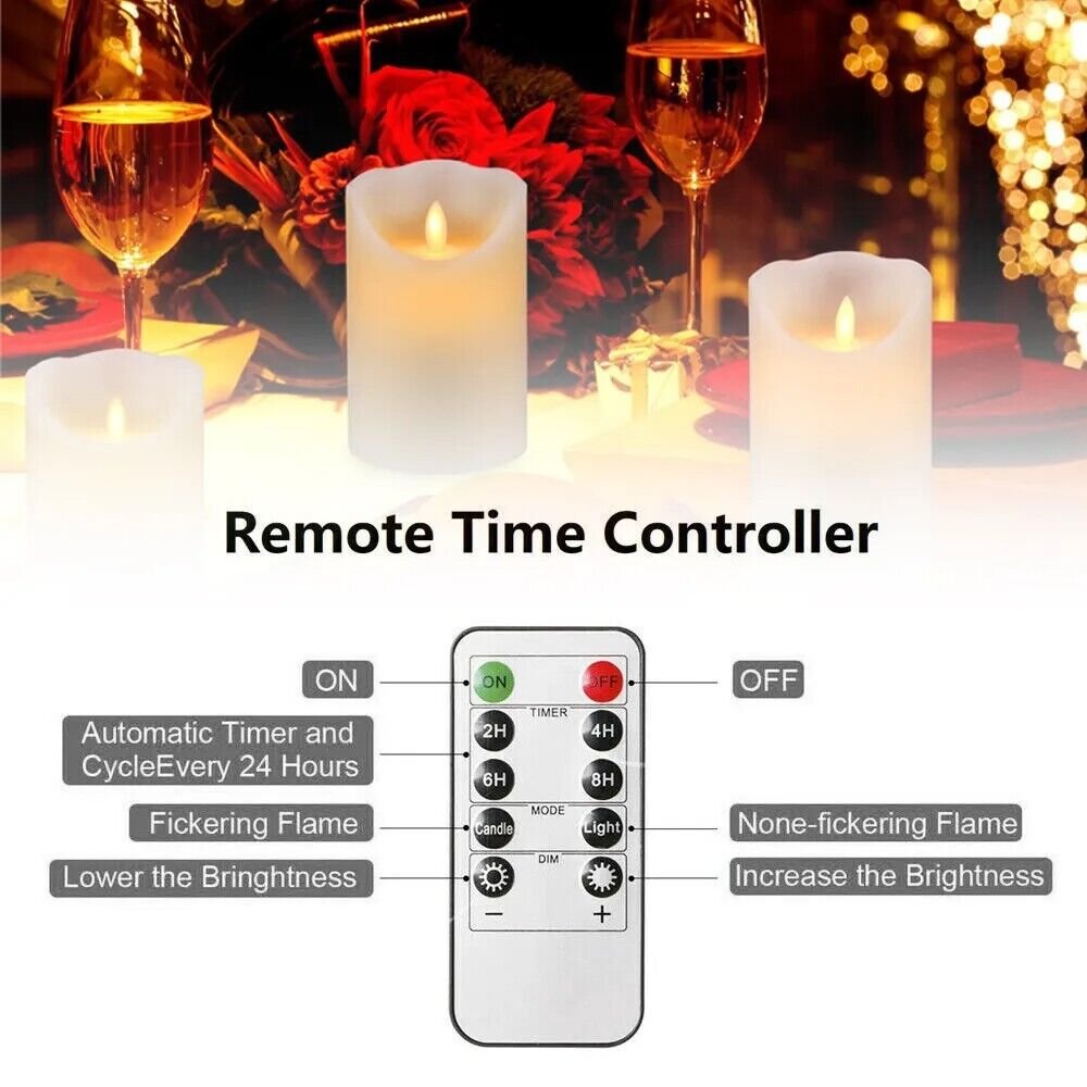 LOT OF 3 LED Flameless Candles Wax Battery Operated Candle Remote Control Timer - Image 5