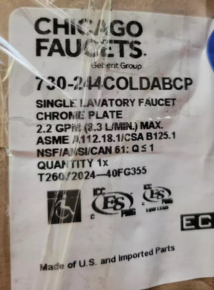 ð¥ð¥Chicago Faucets 730-244COLDABCP Single Lavatory Faucet✳️✳️ - Image 6