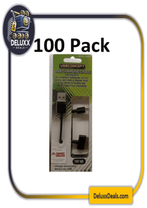100 Pack Charging Cable USB iPhone Samsung LG HTC Nokia iPad Tablet FD4009