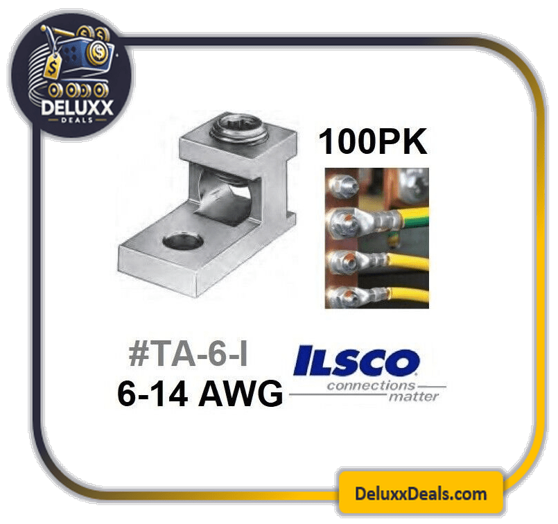 ð¥ð¥100 Pack Ilsco #TA-6-I Mechanical Lug 6-14 AWG AL/CU, 1/4
