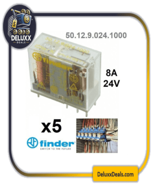 5 Pack - Finder 50.12.9.024.1000 24VDC Relay 8A 250VAC Force Guided Contacts