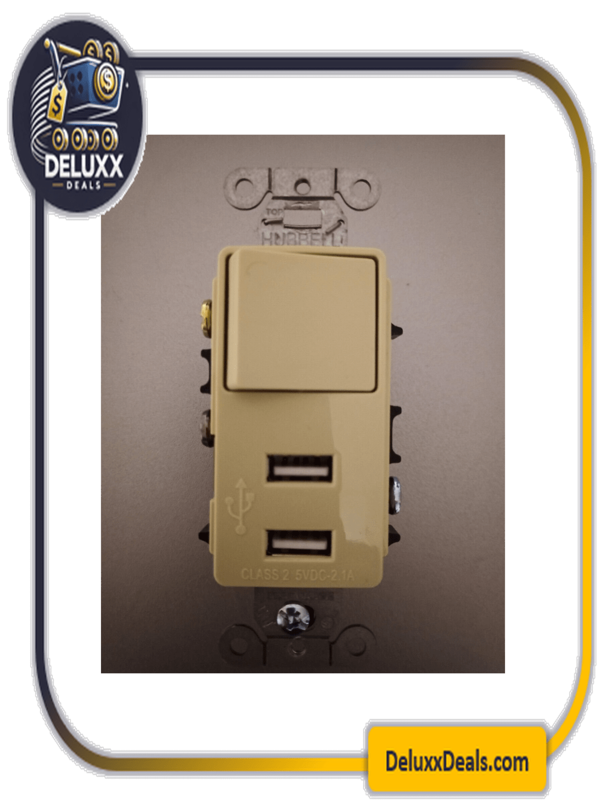 Bryant Hubble USBB102I - USB Charger Switch Outlet Dual 2 Port - Ivory