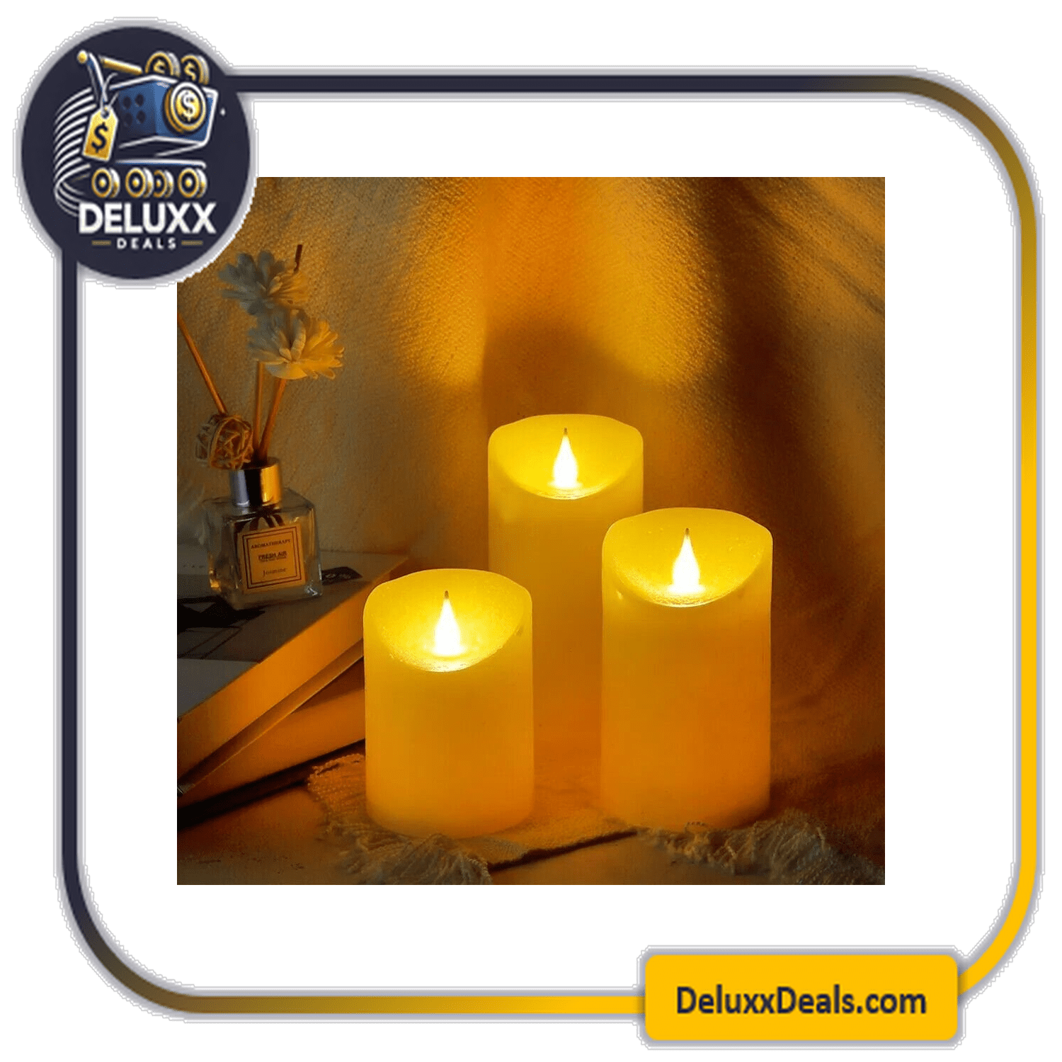 LOT OF 3 LED Flameless Candles Wax Battery Operated Candle Remote Control Timer