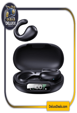 New Pair of Clip On Wireless Earbuds YYK-Q92 Bone Conduction with Case - Black