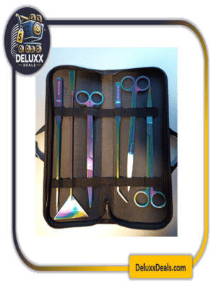 Professional 6 Piece Rainbow Aquarium Cleaning Aquascaping Tools Kit with Case