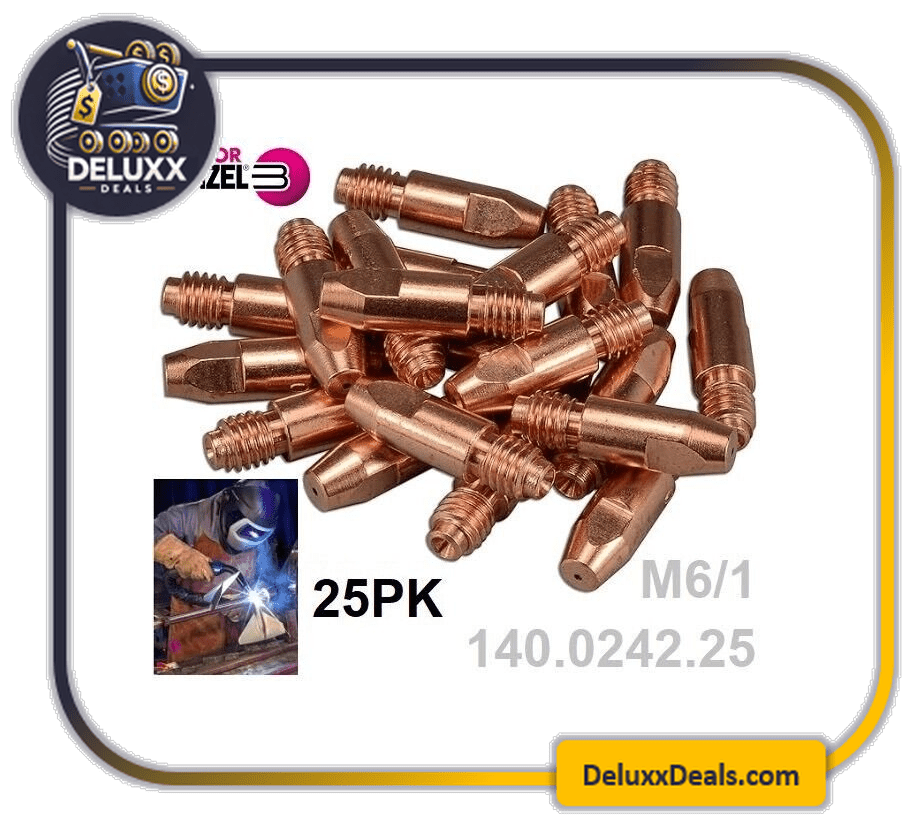 (QTY. 25) ABICOR BINZEL 140.0242.25, Gas Welding Contact Tip CuCrZr M6/1,0/28