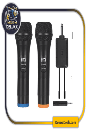 Wireless Microphone UHF Dual Handheld Mic System Karaoke Rechargeable Receiver