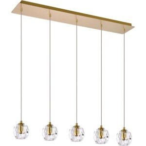 Elegant Lighting 3505D32G Eren 5 Light Gold Linear Pendant Ceiling