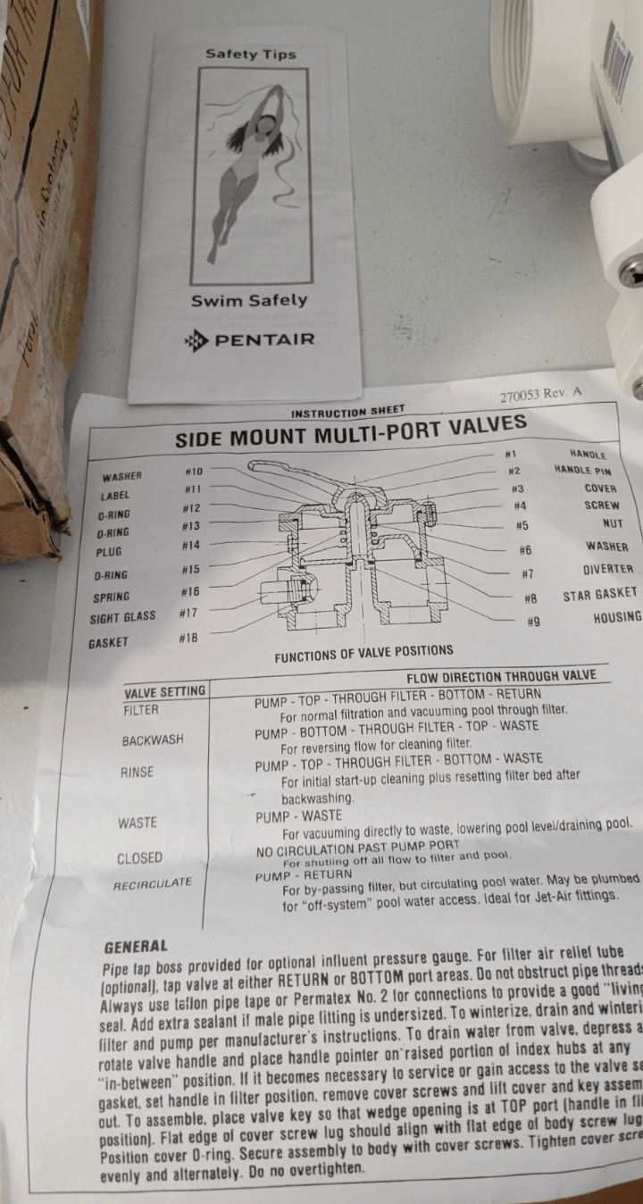 Pentair 261152 Multiport Valve Kit 2