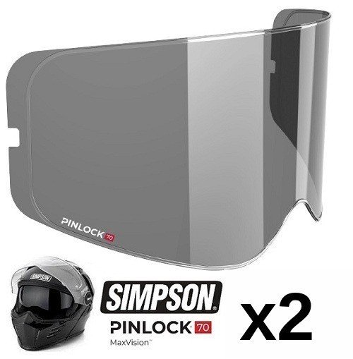 2x SIMPSON PINLOCK 70 Fog Resistant Visor Lens Dark Smoke DKS214
